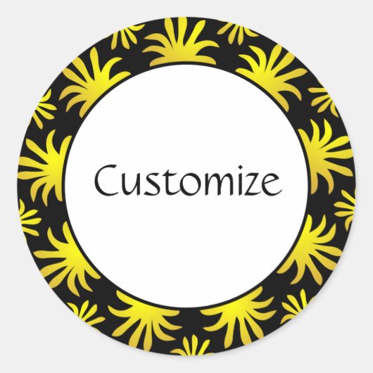 トリフィッツテンプレートの午後 – ブラック&金ゴールド ラウンドシール (正面)