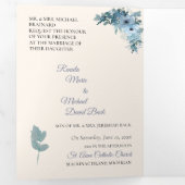 トリフォールドブルーフローラウォトカラー結婚式招待状 三つ折り招待状 (内部最初)