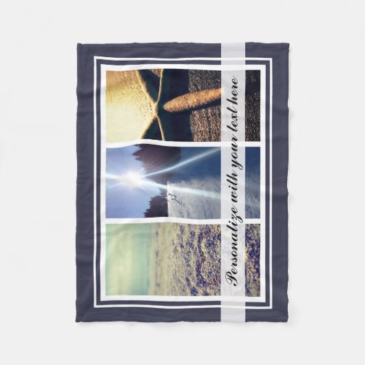 トリプティク3の写真のコラージュのテンプレートのカスタムのギフト フリースブランケット (正面)