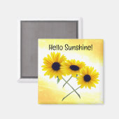 トリプルかわいらしイエローサンフラワーフォトカスタム文字 マグネット (正面/裏面)