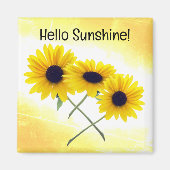 トリプルかわいらしイエローサンフラワーフォトカスタム文字 マグネット (正面)