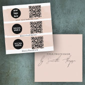 トリプルアイコンQRコードソーシャルメディアのロゴ赤面ピンク スクエア名刺