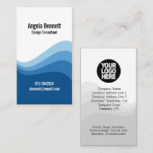 トリプルウェーブダークブルービジネスカード 名刺 (正面/裏面)