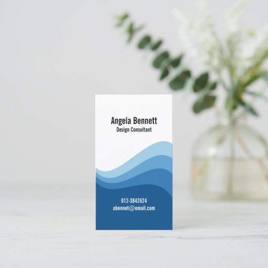 トリプルウェーブダークブルービジネスカード 名刺 (スタンド正面)