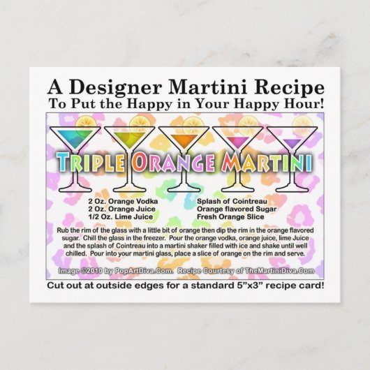トリプルオレンジマルティーニレシピはがき ポストカード (正面)