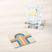 トリプルカラフルレトロアーチ スクエアペーパーコースター (インサイチュ)