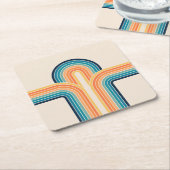 トリプルカラフルレトロアーチ スクエアペーパーコースター (アングル)