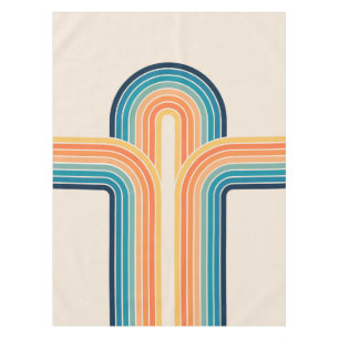 トリプルカラフルレトロアーチ テーブルクロス
