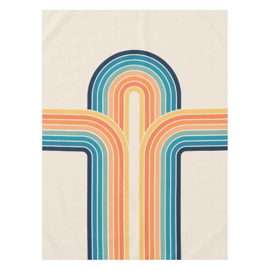 トリプルカラフルレトロアーチ テーブルクロス (正面)