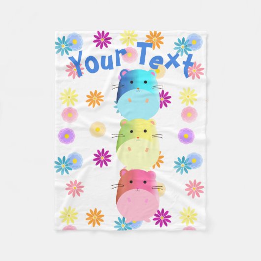 トリプルキュートかわいいハムスターカスタムズ フリースブランケット (正面)