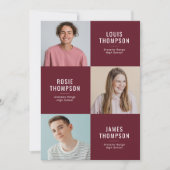 トリプルグラード3フォトバーガンディ卒業パーティー 招待状 (正面)