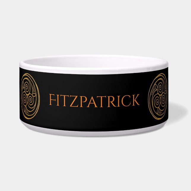 トリプルケルト結び目模様スワールマンダラセラミックペットボウル ボウル (正面)