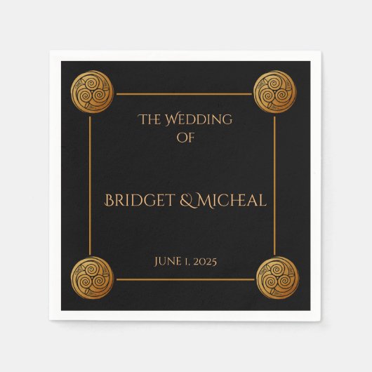 トリプルケルト結び目模様結婚旋回 スタンダードカクテルナプキン (正面)