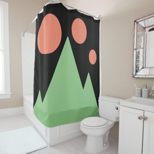 トリプルサルモサンズセージマウンテンズ抽象芸術アート シャワーカーテン (インサイチュ)