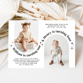 トリプルジョイントランドスケープフォト誕生日招待状 招待状