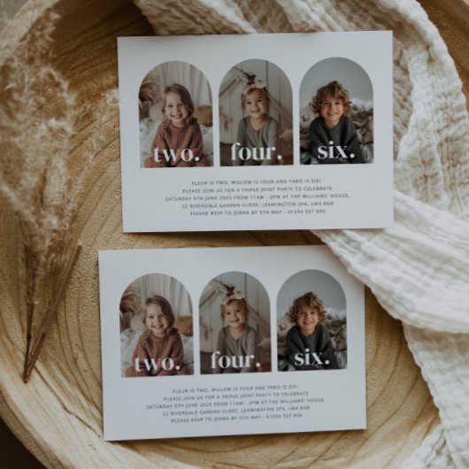 トリプルジョイント ランドスケープ フォト バースデー 招待状