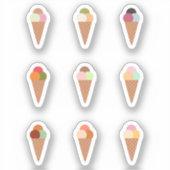 トリプルスクープのアイスクリームコーンのステッカーのセット シール (正面)