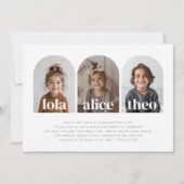 トリプルネームジョイントランドスケープフォトバースデー 招待状 (正面)