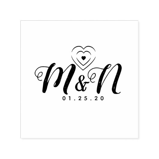 トリプルハート素朴レタリング セルフインキングスタンプ (デザイン)