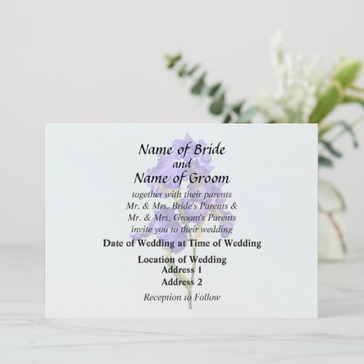 トリプルパープルアイリス ウェディング用品 招待状 (スタンド正面)