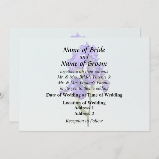 トリプルパープルアイリス ウェディング用品 招待状 (正面/裏面)