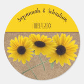 トリプルヒマワリの写真すべてイベントテンプレート ラウンドシール (正面)