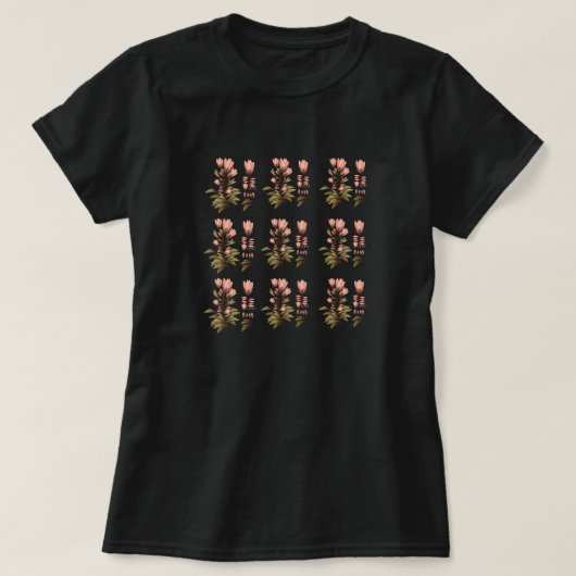 トリプルピンクの花 Tシャツ (デザイン正面)