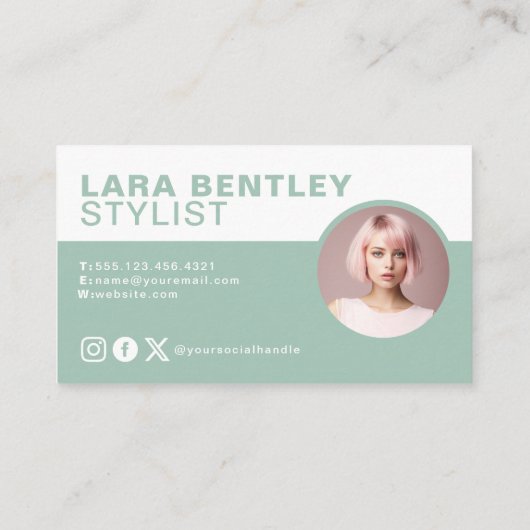 トリプルフォトスタイリストソーシャルメディア、プロフィール写真 名刺 (裏面)