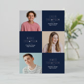 トリプルフォト3大学院海軍シルバー卒業パーティー 箔招待状 (立ち正面)