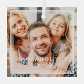 トリプルフレームモダンシックファミリーフォトホリデー ガラスオーナメント (裏面)