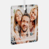 トリプルフレームモダンシックファミリーフォトホリデー メタルオーナメント (正面右)