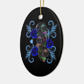 トリプルブラックデイオブザデッドスカルブルーバラ セラミックオーナメント (左)