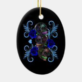トリプルブラックデイオブザデッドスカルブルーバラ セラミックオーナメント (裏面)