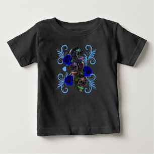 トリプルブラックデイオブザデッドスカルブルーバラ ベビーTシャツ