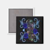 トリプルブラックデイオブザデッドスカルブルーバラ マグネット (正面/裏面)