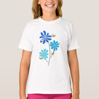 トリプルブルーの花Tシャツ Tシャツ