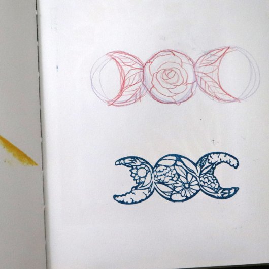 トリプルムーンシンボル開花 ラバースタンプ