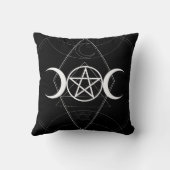 トリプルムーンジオメトリペンタグラムブラック&ホワイトウィッカ クッション (裏面)