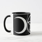 トリプルムーンジオメトリペンタグラムブラック&ホワイトウィッカ マグカップ (左)