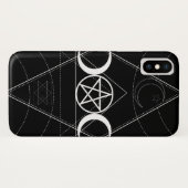 トリプルムーンジオメトリペンタグラムブラック&ホワイトウィッカ Case-Mate iPhoneケース (裏面(横))