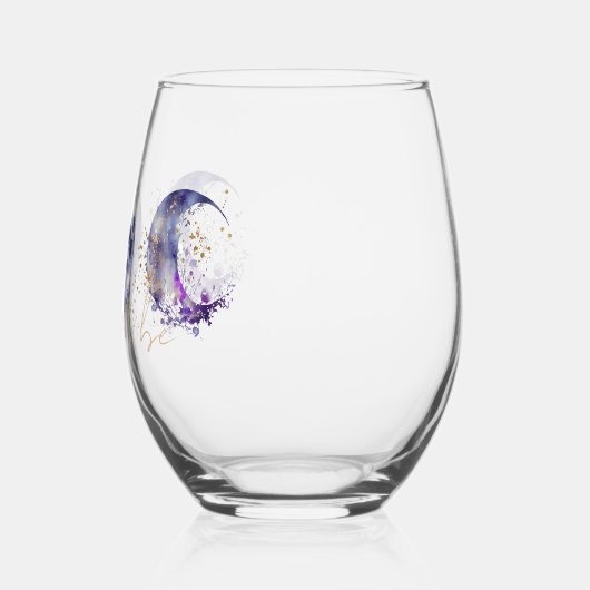 トリプルムーンパープルと金ゴールドワインタンブラー ステムなしワイングラス (左)
