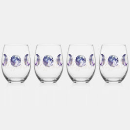 トリプルムーンパープルと金ゴールド ステムなしワイングラス