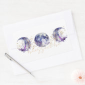 トリプルムーンパープルと金ゴールド 長方形シール (封筒)