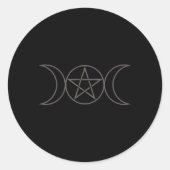 トリプルムーンペンタグラム異教のウィッカ女神の魔女 ラウンドシール (正面)