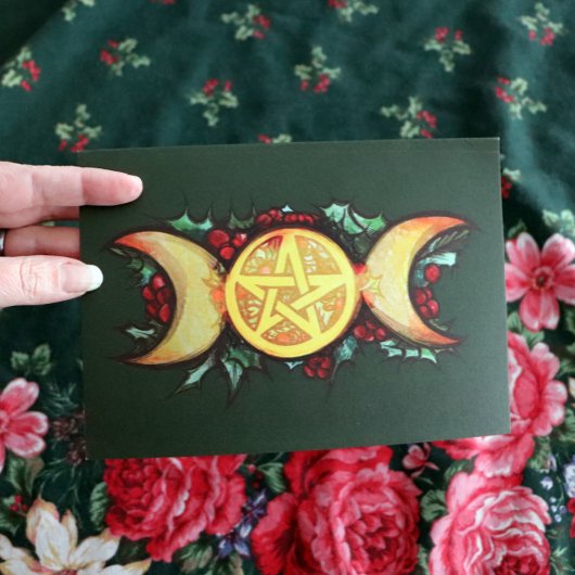 トリプルムーンホリーユール(キリスト降誕祭)アート カード