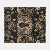 トリプルムーン女神金ゴールドとブラック フリースブランケット (正面(横))