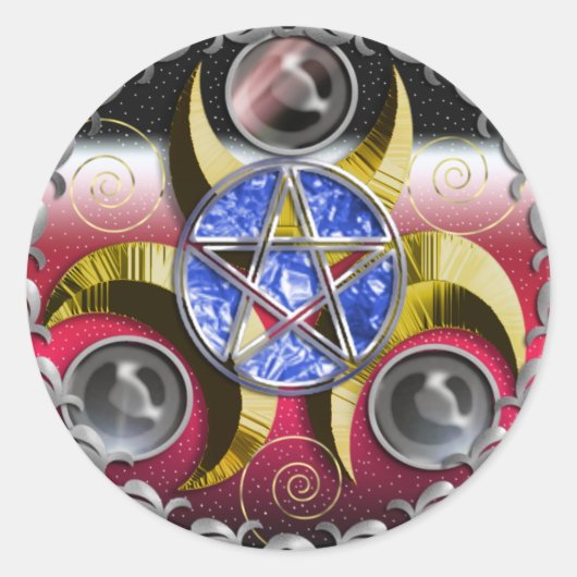 トリプルムーン星形五角形 ラウンドシール (正面)