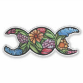 トリプルムーン記号の緑の魔女 シール (正面)