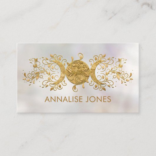 トリプルムーン – トリプル女神ゴールデンオーナメントブシ 名刺 (正面)