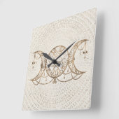 トリプルムーン – トリプル女神パステル金ゴールド スクエア壁時計 (傾斜)